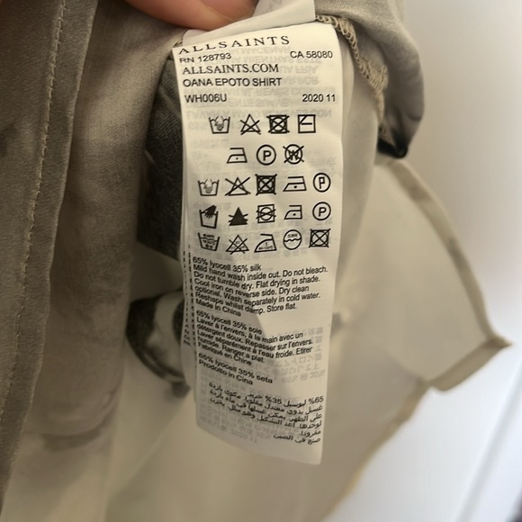 All Saints | OANA EPOTO HORSE PRINT BALLOON SLEEVE BLOUSE IN ECRU WHITE
 | NWT - Picture 8 of 8